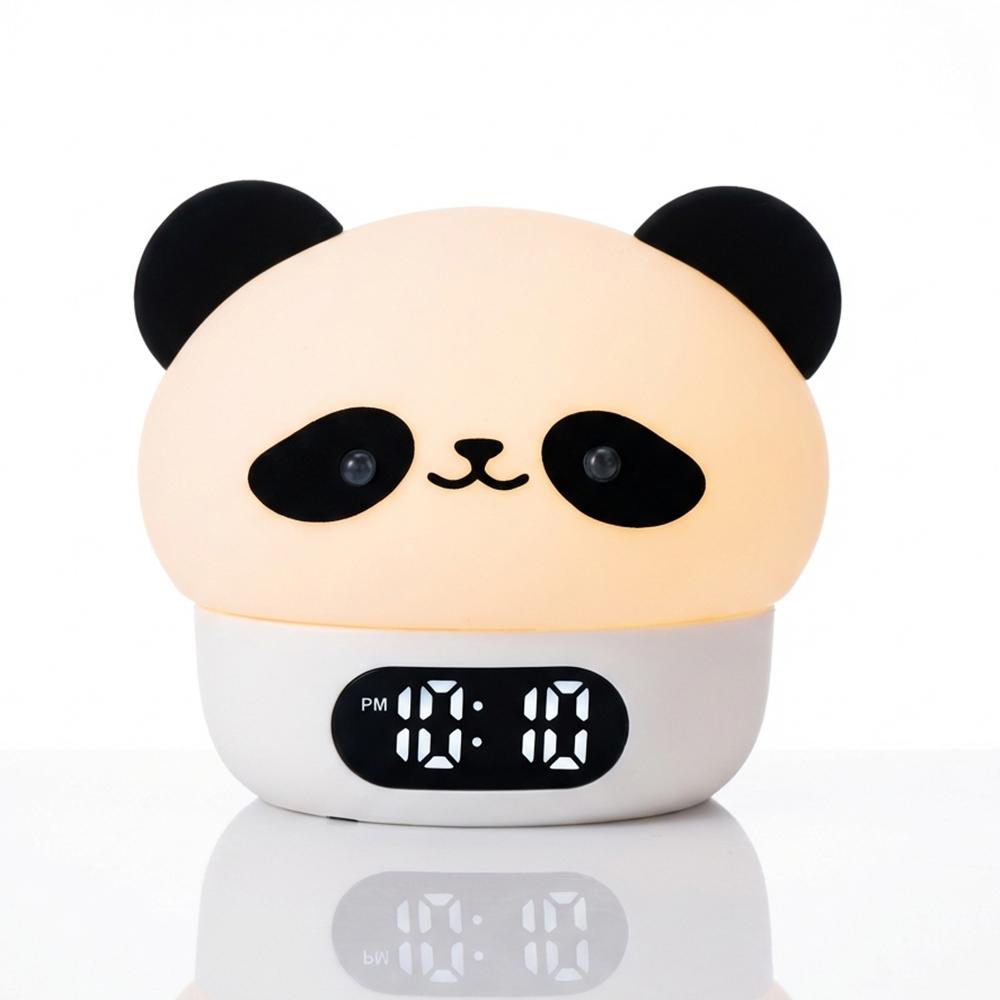 

Cute Panda Digital Alarm Clock Kid-Friendly Lamp Rechargeable Colorful Night Light Touch-sensitive for Sleep Help Ideal Gift білий