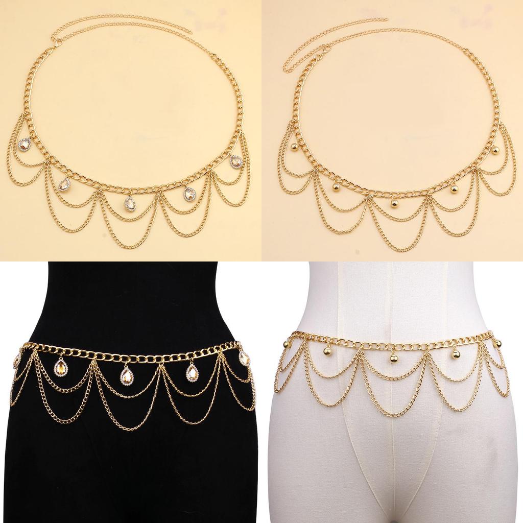 Alloy Waist Chain With Multilayer Gemstone Design For Summer And Winter Wear
