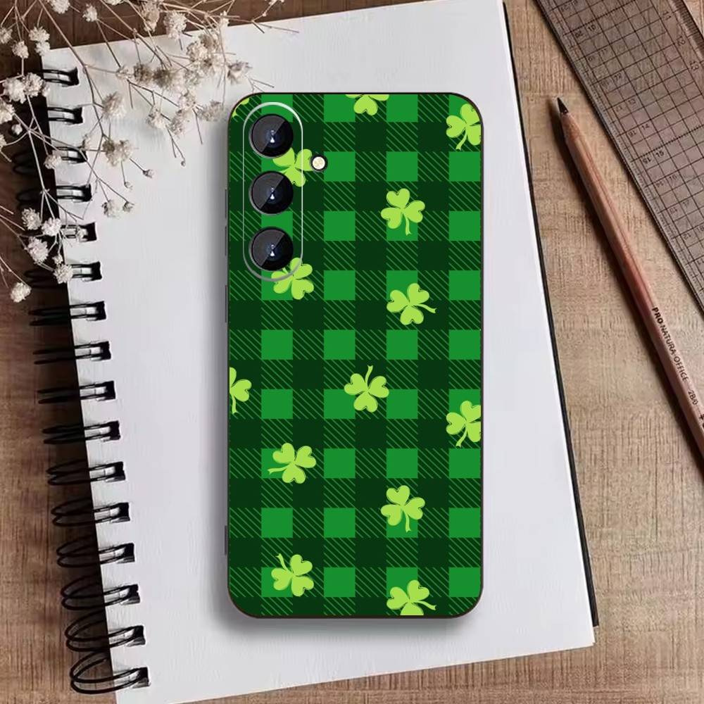 2026-Four-leaf Clover Phone Case For Samsung Galaxy A73,A21s,A22,A31,A52,A53,A71,A41Soft Black Shell