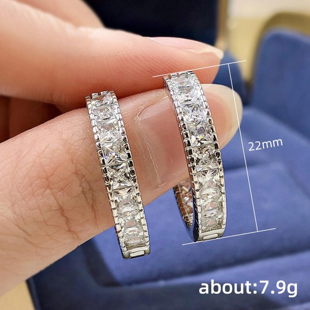 Princess Cut All-Around Hoop Earrings for Women