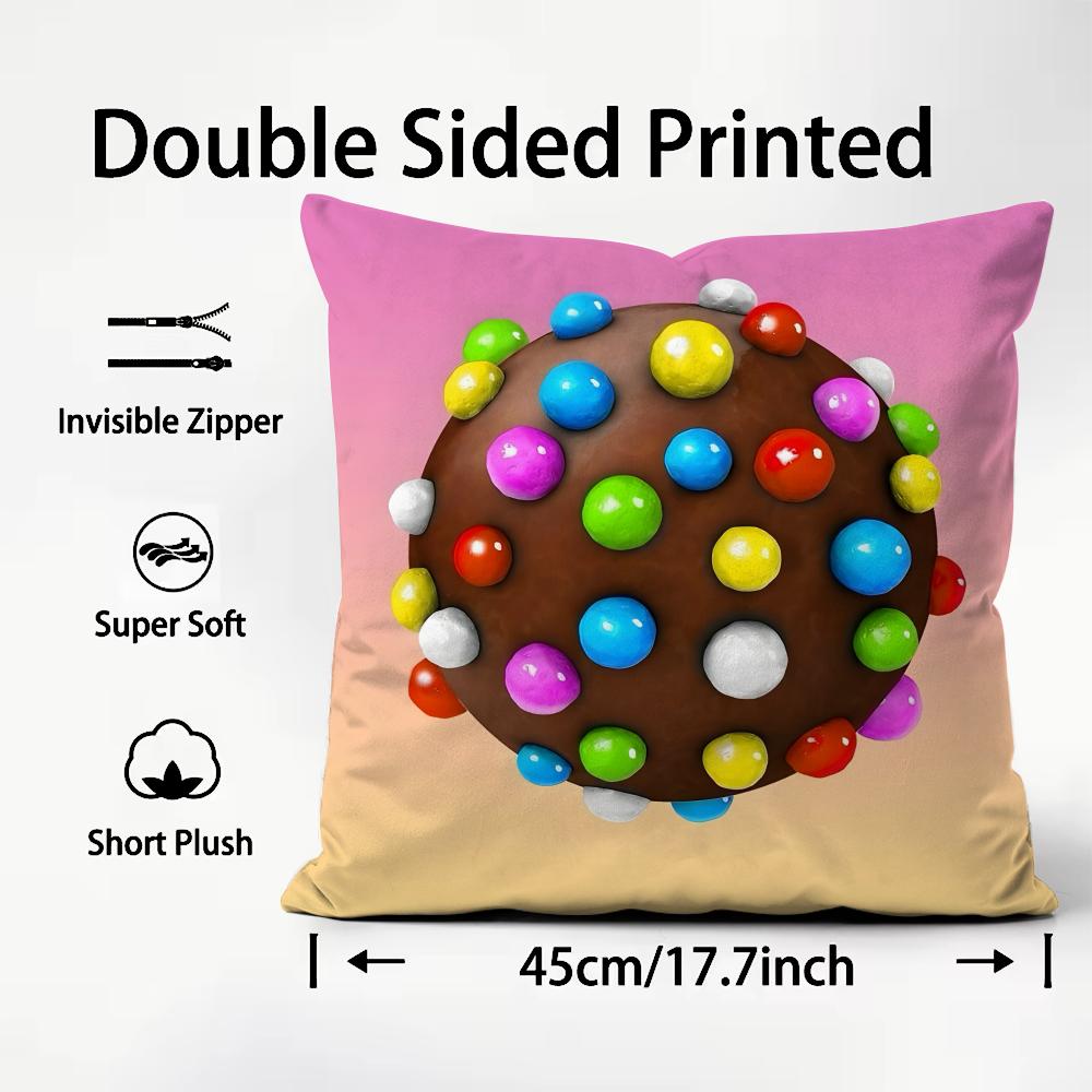 Games C-Candy Crush Sagaes Cushion Cover Pattern Printed Pillowcase for Living Room Sofa Cushion Cover & Bedroom Decor