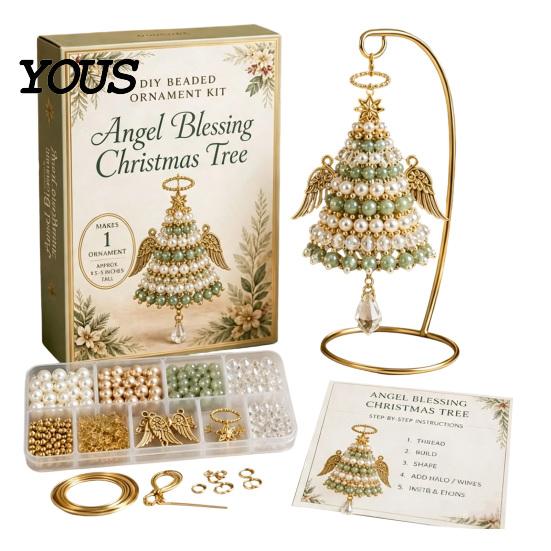 Seasonal Trinket Assembly Kits DIY Christmas Tree Beaded Ornament Kit, 3D Bead Craft Set, Handcrafted Ornaments Making Beginner Friendly with