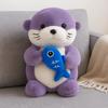 Fluffy Otter Plush Toys Collection Stuffed Otter Doll Pillow Holding Fish Otter Doll  Birthday Gift