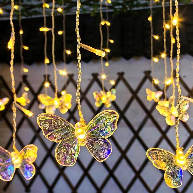 Butterfly Icicle Solar String Lights for Garden, Patio, and Landscape Decor