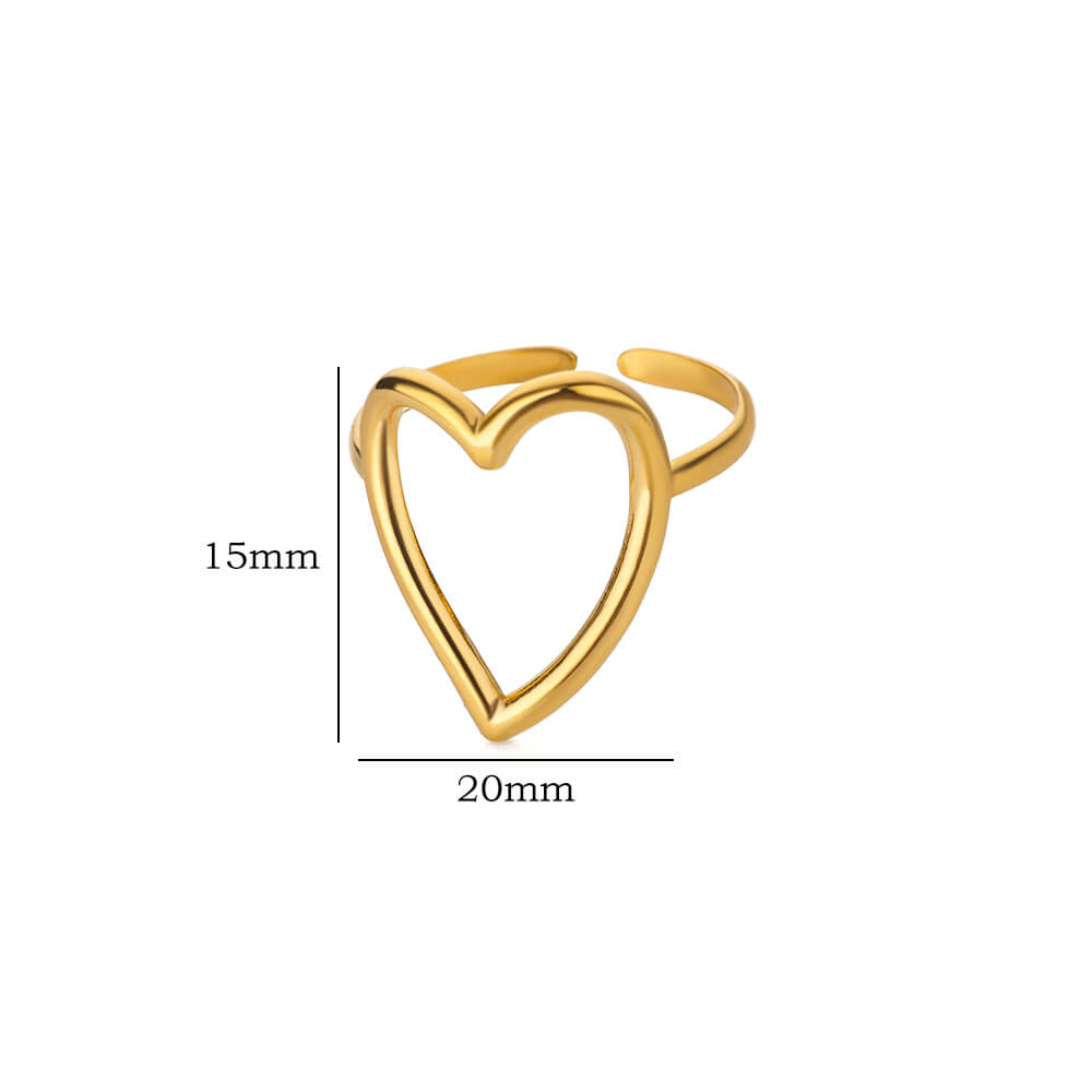 Heart Minimalist Stainless Steel Rings For Women Gold Glossy Opening Aesthetic Heart Ring Wedding Party Jewelry Gift BFF