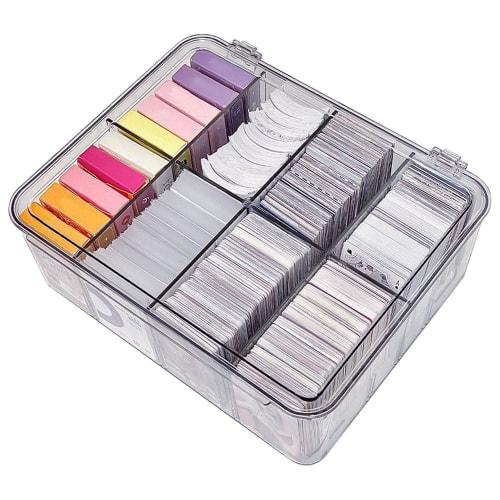 Large-capacity trading card case with lid, scratch and stain resistant, 8 customizable slots, compatible with Yu-Gi-Oh!, Pokemon, MTG, and other card