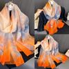 Women's Long Printed Silk Scarf - Ultra-Thin, All-Season, Middle-Aged Mother Style
