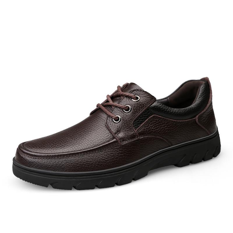 

Первый слой коровьей кожи, повседневные кожаные туфли большого размера, закрывающие стопу, дышащие, на шнуровке, нескользящие, повседневные универсальные кожаные туфли 47