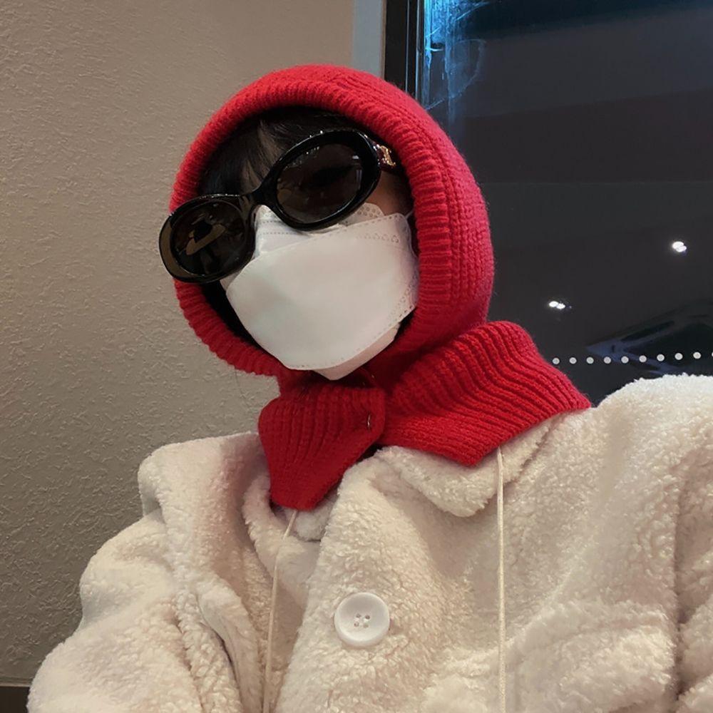 Ear Protection Scarf Outdoor Bonnet Hat Women Winter Cap Pullover Cap Beanies Hat Knitted Hats