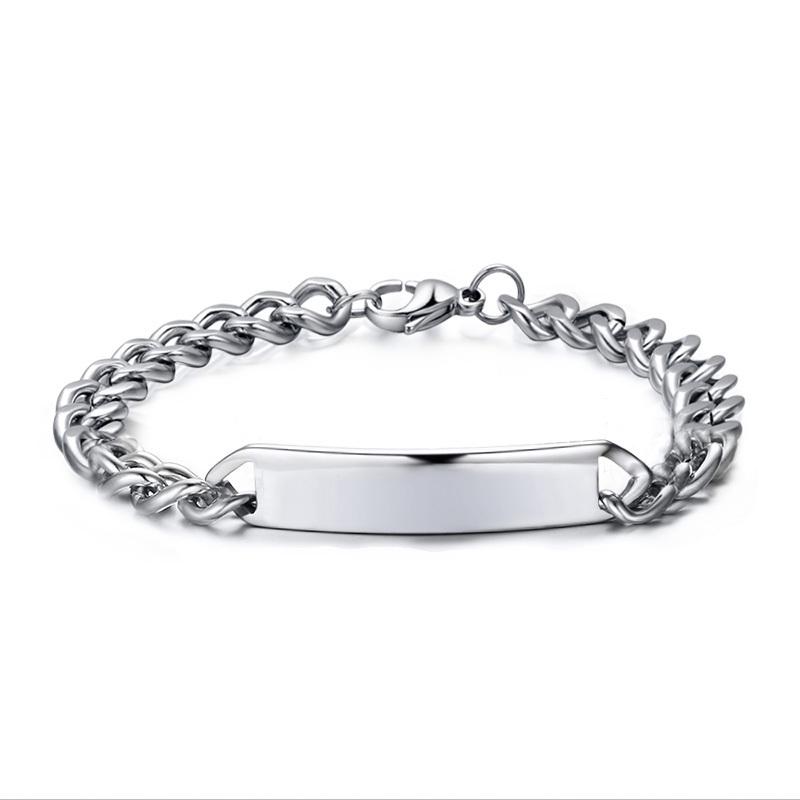 Vnox Personnalisé Gravé Bracelet Barre d'Identité pour Hommes Acier Inoxydable Classique Simple Personnaliser Nom Informations Bijoux pour Homme Cadeau