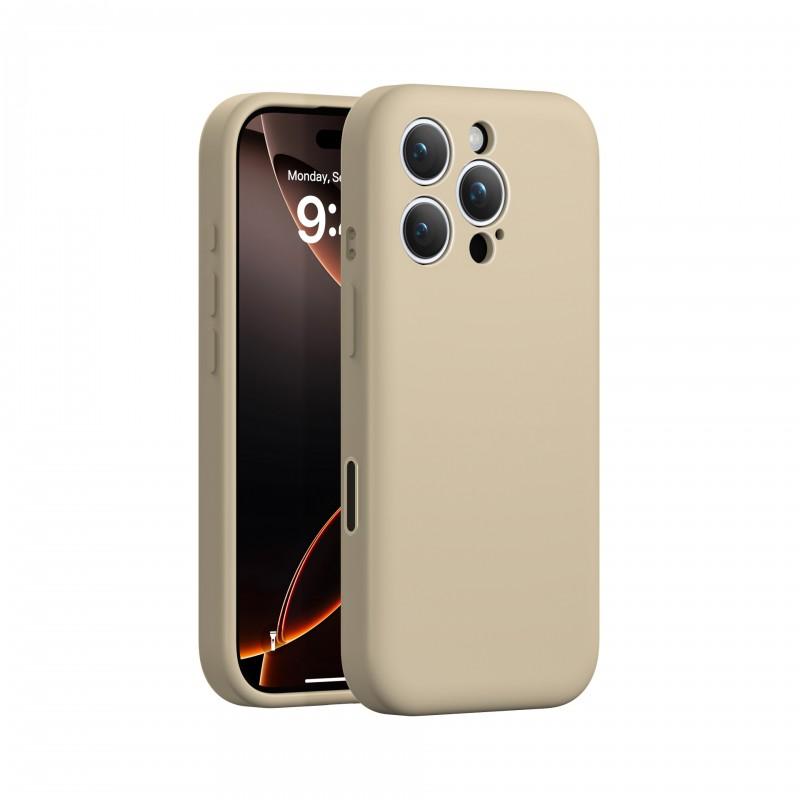 Liquid Silicone Phone Case IPhone 16 Pro Slim Solid Color Full Coverage With Smart Camera Button Shockproof Design