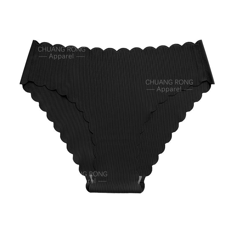 

Sexy wavy edge seamless underwear, thin breathable sports without buttocks, nude large size briefs S чёрный