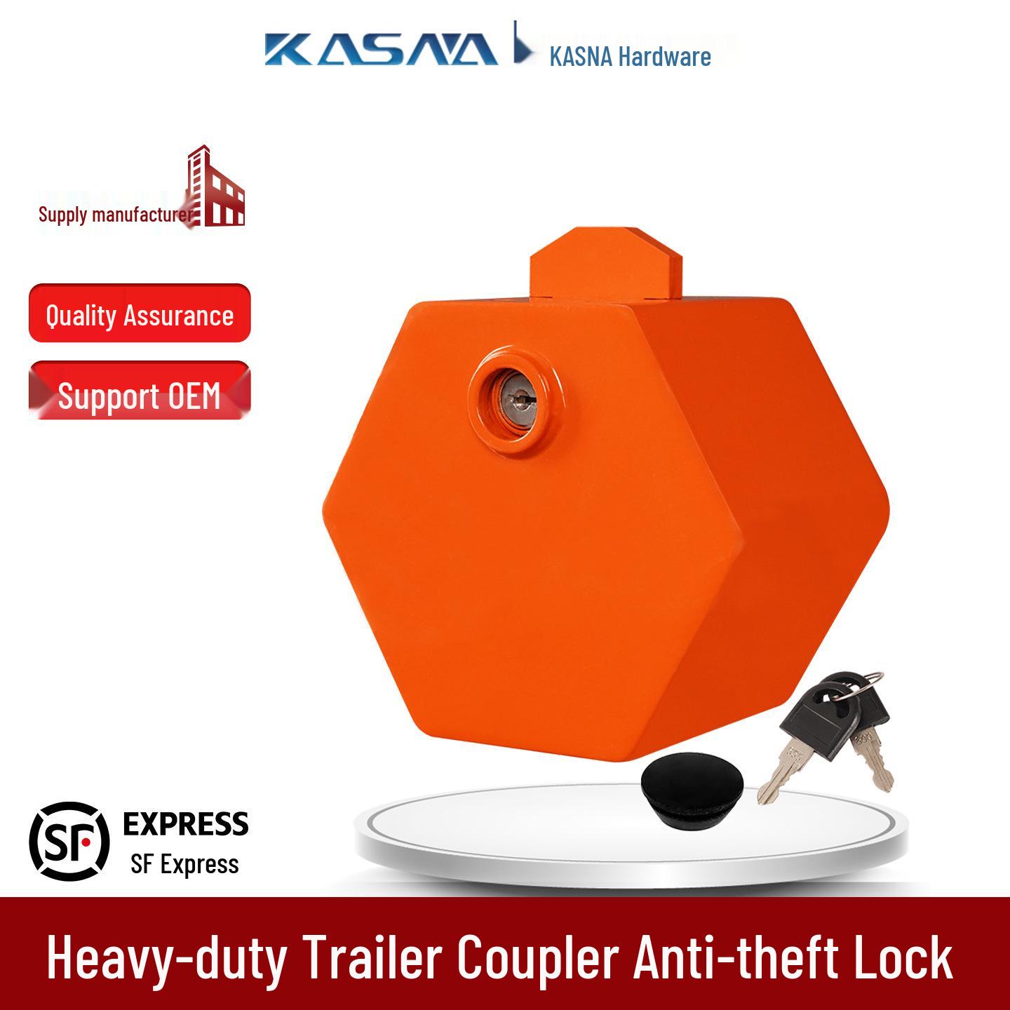 

Heavy Duty Anti-theft Trailer Lock Coupler for RVs, Fits 2 5/16 , 2 , and 1 7/8 Hooks оранжевый