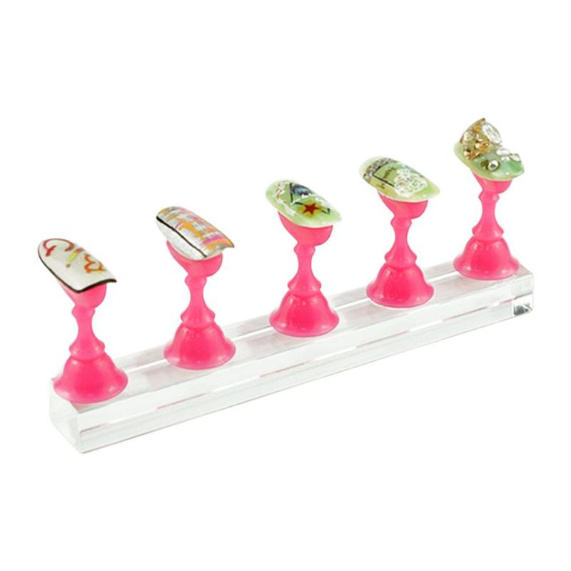 1Set False Nail Tips Practice Trainning Display Stand Holder Base Alloy Crystal Nail Art Polish Display Manicure Tools