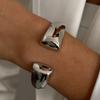 IngeSight.Z Exaggerated Irregular Heavy Metal Wide Bangle for Women Personality Trend Leaves Opening Bracelet Punk Party Jewelry