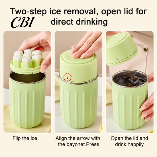 Press And Release Ice Mold 2-in-1 Cube Bottle, to Release, Stainless Steel Bottle Quick Tray Design, Portable Leakproof Maker for Home Camping