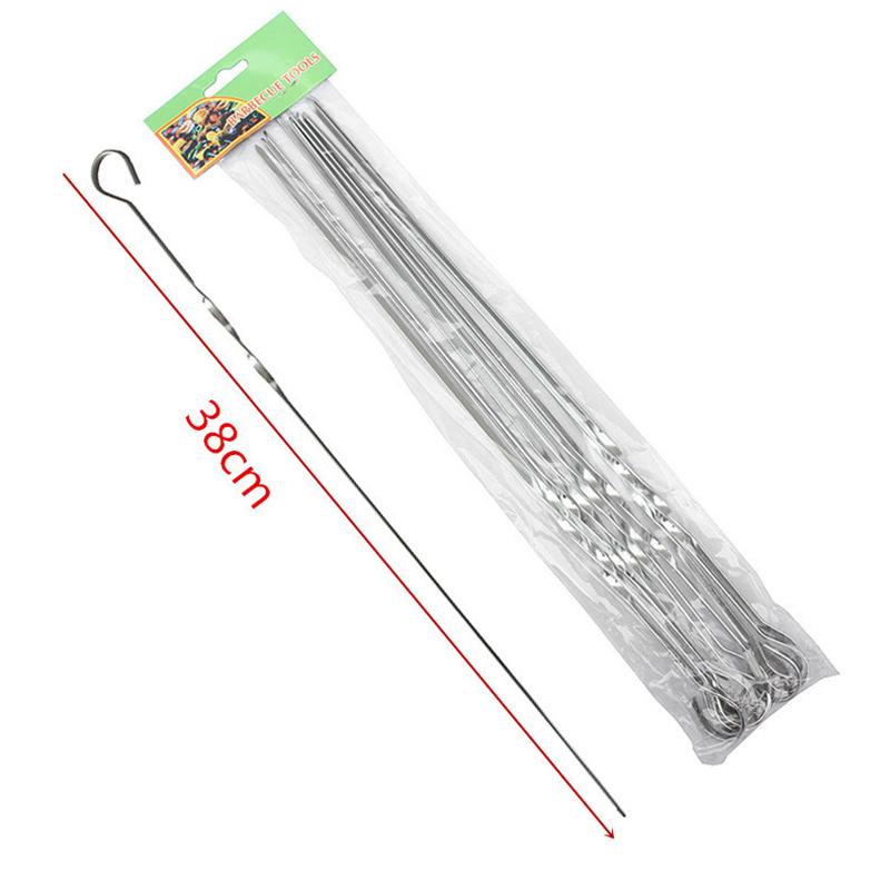 

10Pcs Stainless Steel Barbecue Skewer Reusable BBQ Skewers Vegetable Iron Stick For Outdoor Camping Picnic Tools Cooking Tools