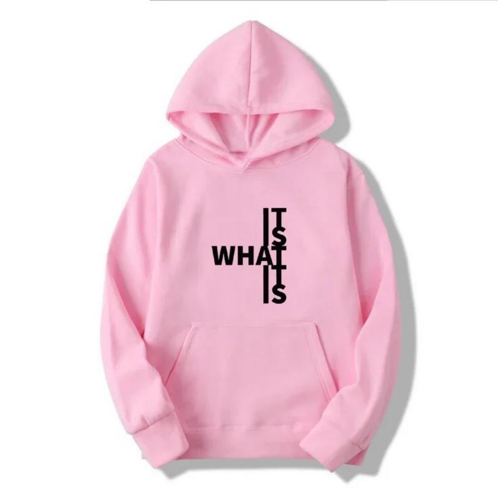 It Is What It Is Printed Long Sleeve Women Hoodie Fashion Letter Print Sweatshirt Men Autumn Pullover Tops