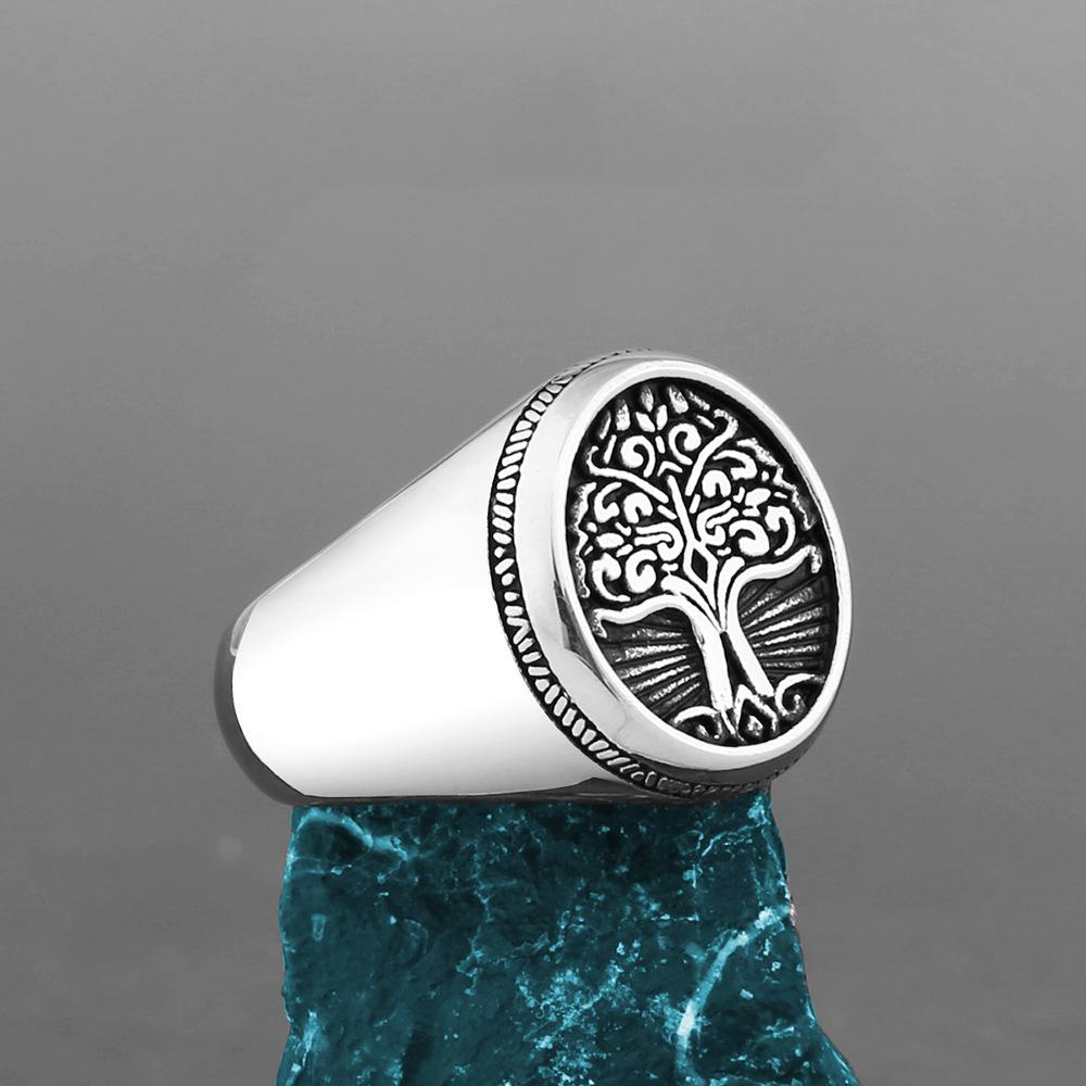 Stainless Steel Tree of Life Ring Titanium Steel Men's Viking Vintage Ring Accessories