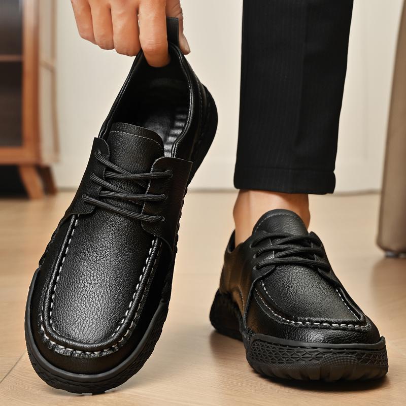 Fashion Men's Quality Leather Casual Fashion Brand Hand Sewn Thread Breathable Flat Oxford Shoes Comfortable Outdoor Walk Sneakers Shoes