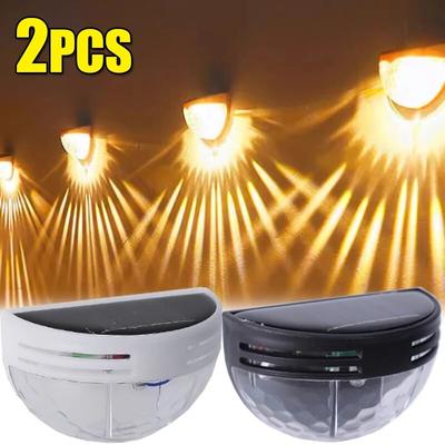 2 stücke Halbkreis LED Solar Licht Wasserdichte Zaun Wand Lampe Garten Treppen Balkon Hof Solar Powered Lampen Outdoor Decor Lichter