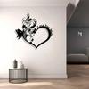 Vintage Heart Rose Metal Wall Art with Butterfly Love Text Weather Resistant Romantic Home Decor Valentine Gift