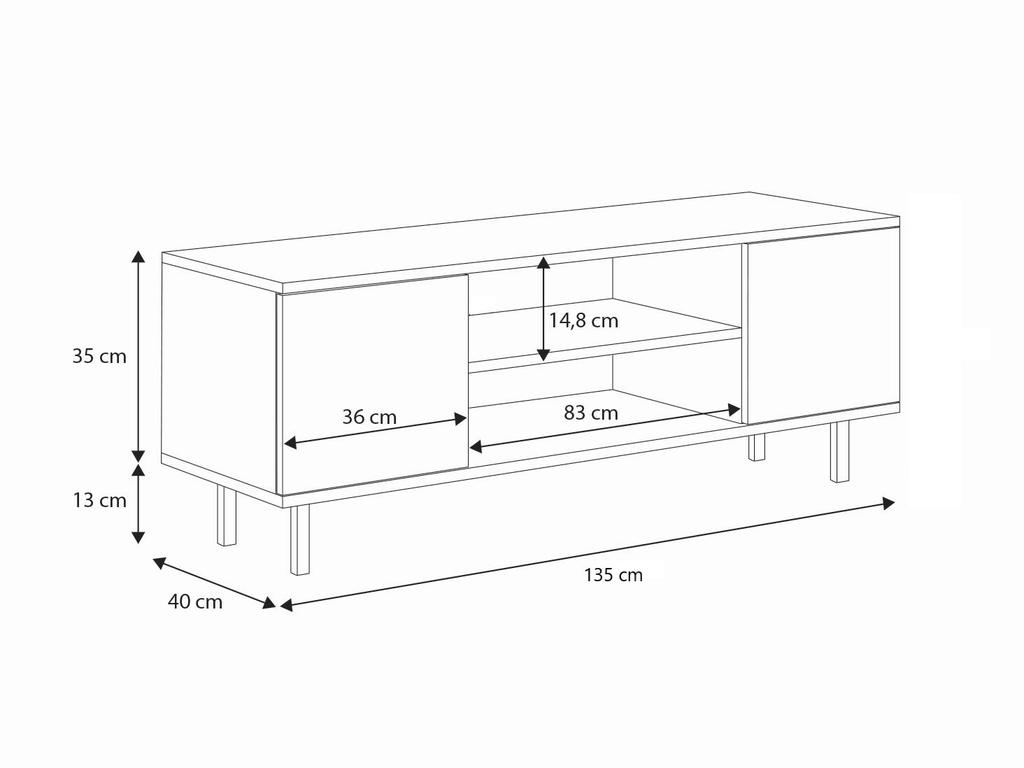 Focus Cashmere RTV Cabinet 135 Cm - Black Legs