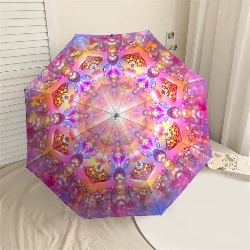 

1PC Kaleidoscope Pattern Umbrella-8-Rib Reinforced, Automatic Open, Lightweight & Durable, Cute Fashion Accessory for Outdoor-P45