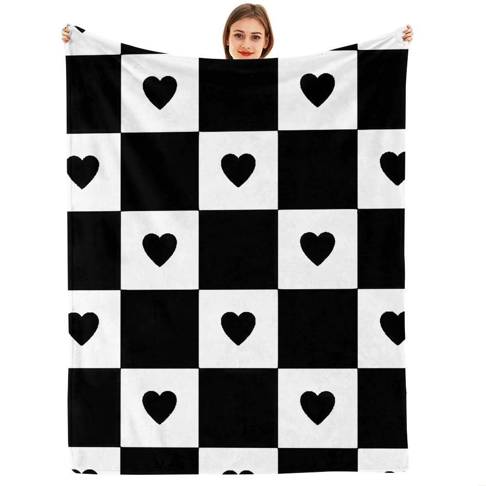 White Base Cocoa Anime Cartoon Flannel Blanket Soft Warm Throw for Bedroom Sofa Car Kids Holiday Gift