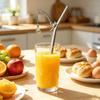 2 Stück Angel-Angler-förmige Edelstahl-Trinkhalme mit Reinigungsbürste Wiederverwendbare Metall-Trinkhalme für Kaffee Milchtee Saft Neuartiges Geschenk für Angler