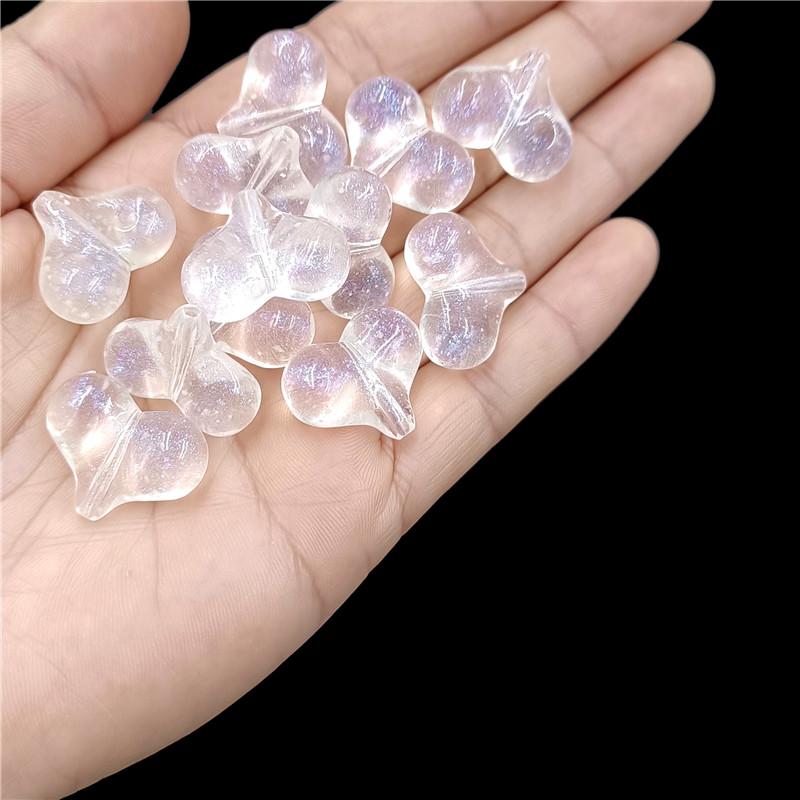 Bracelet Accessories DIY Fine Shimming Peach Heart Beads Scallion Powder Vertical Hole Handmade Materials Fashion Necklace Luminous 10pcs