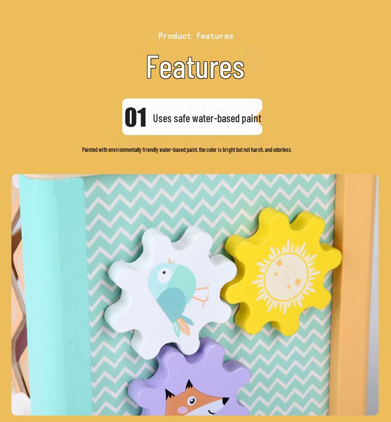 Wooden Ocean & Forest Educational Activity Cube for Children: Slide, Match, and Bead Maze Puzzle