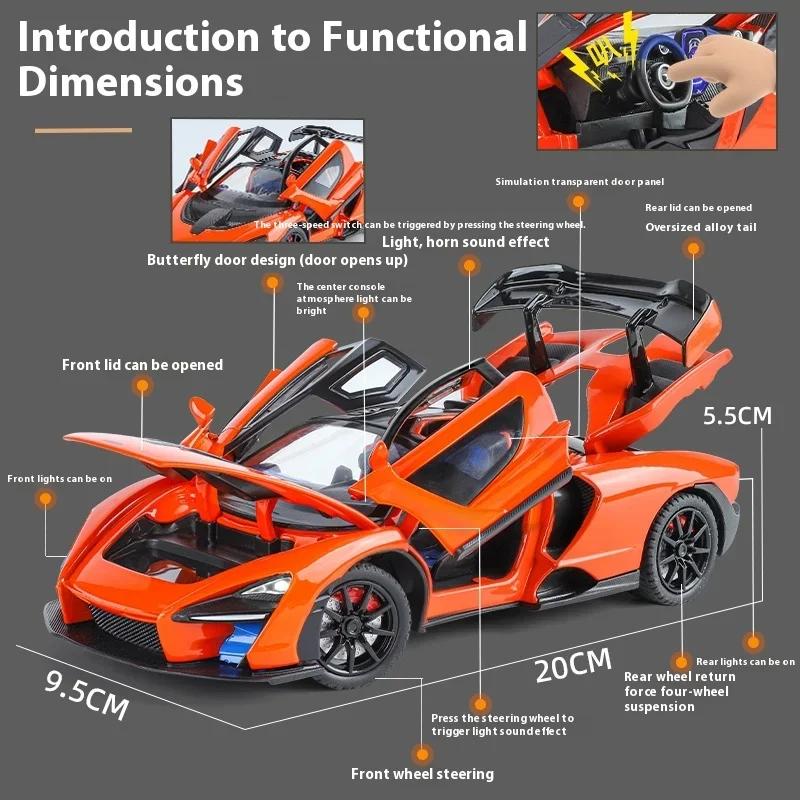 1/24 Mclaren Senna Super Sports Mini GT Kovová slitina Odlévaný model auta Zvukové světlo Sběratelský Hobby Displej Dekorativní Dárková krabička