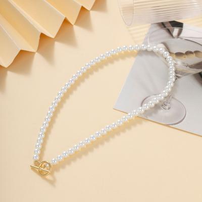 Popular Glass Pearl Imitation Bead Necklace Bohemian OT Buckle Pearl Necklace