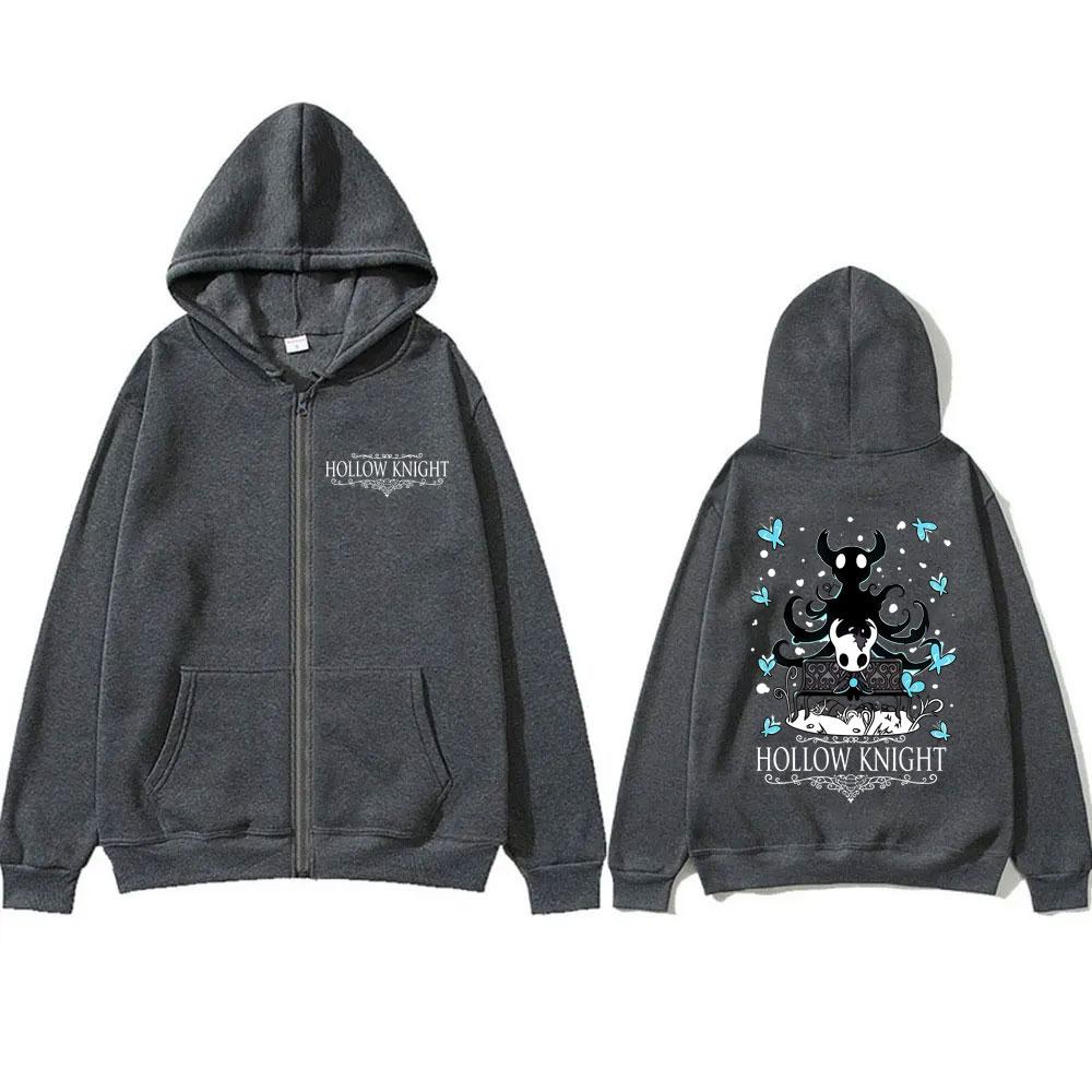 Gaming Hollow Knight Graphic Zipper Hoodie Men's Women's Casual Cartoon Style Hoodies Unisex Funny Game Lover Zip Up Jacket Coat