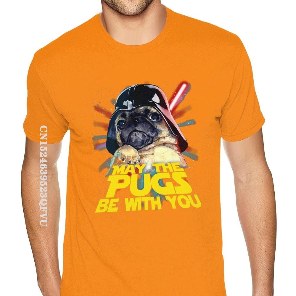 May The Pugs Be With You Tees Shirt Guys Oversized T-Shirt Men's Gothic Anime Tshirt Fashionable Brand Top Vintage Tee Shirt