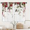 2pcs Red Christmas Digital Print Curtain, 100% Polyester Semi-shading Curtain For Bedroom, Living Room & Home Decor