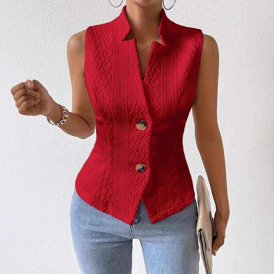 New Women's Commute V-Neck Button-Down Sleeveless Vest Jacket Top