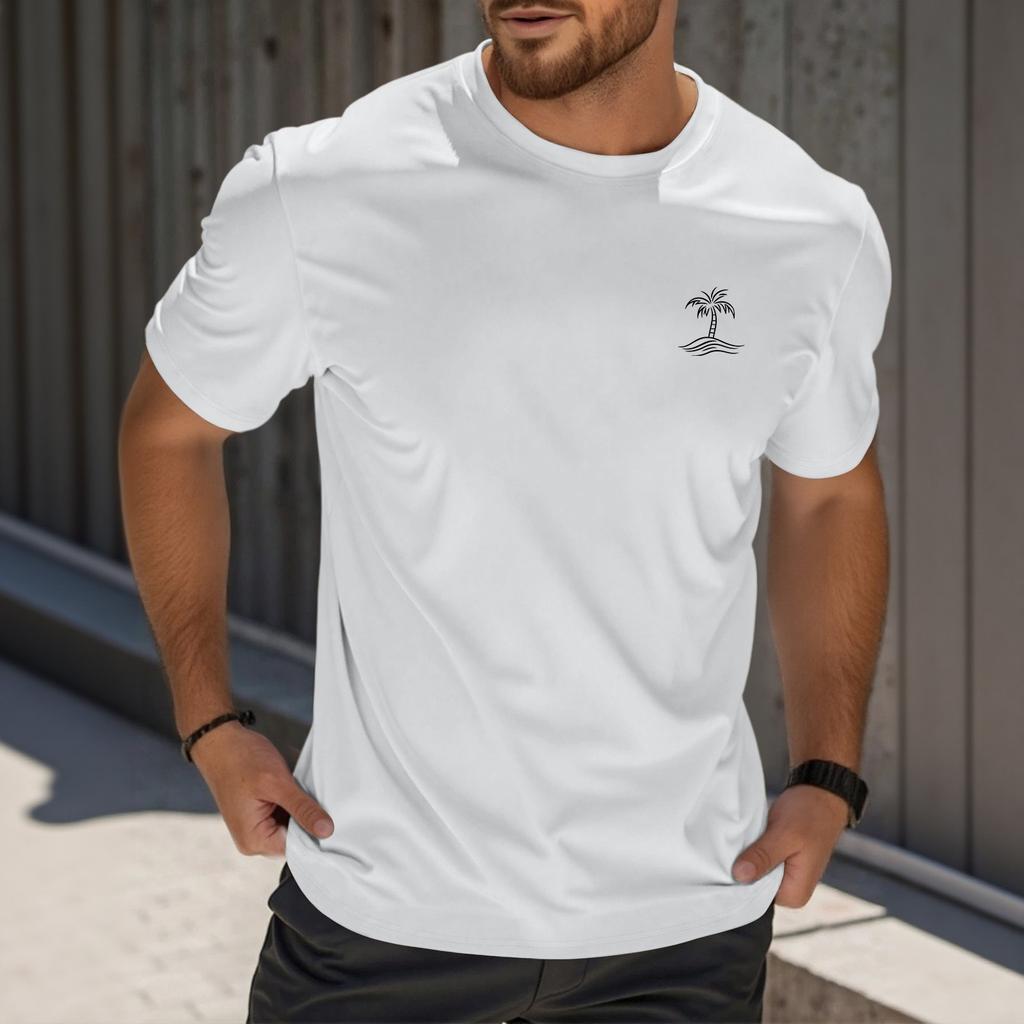 Men's Fashion Printed Round Neck Straight Shoulder Short Sleeve T-Shirt Top