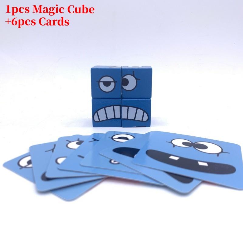 Dq Wooden Expression Changing Cube Puzzle Toy For Children Tabletop Game Challenge Level Toy