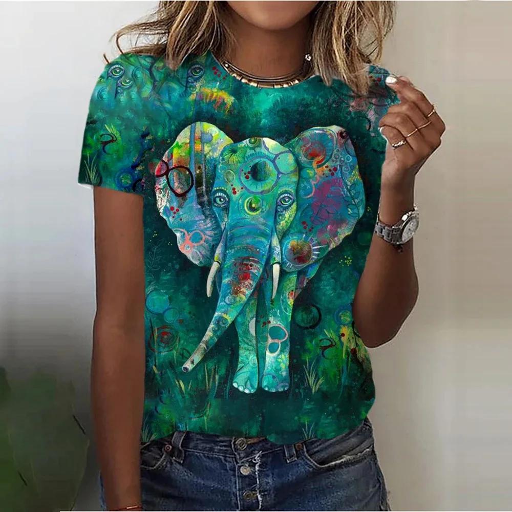 

Colorful Holy Elephant 3D Print Women s T-Shirts O-Neck Short Sleeve T Shirt Harajuku Tops Oversized Y2k Tees Female Clothing 6XL