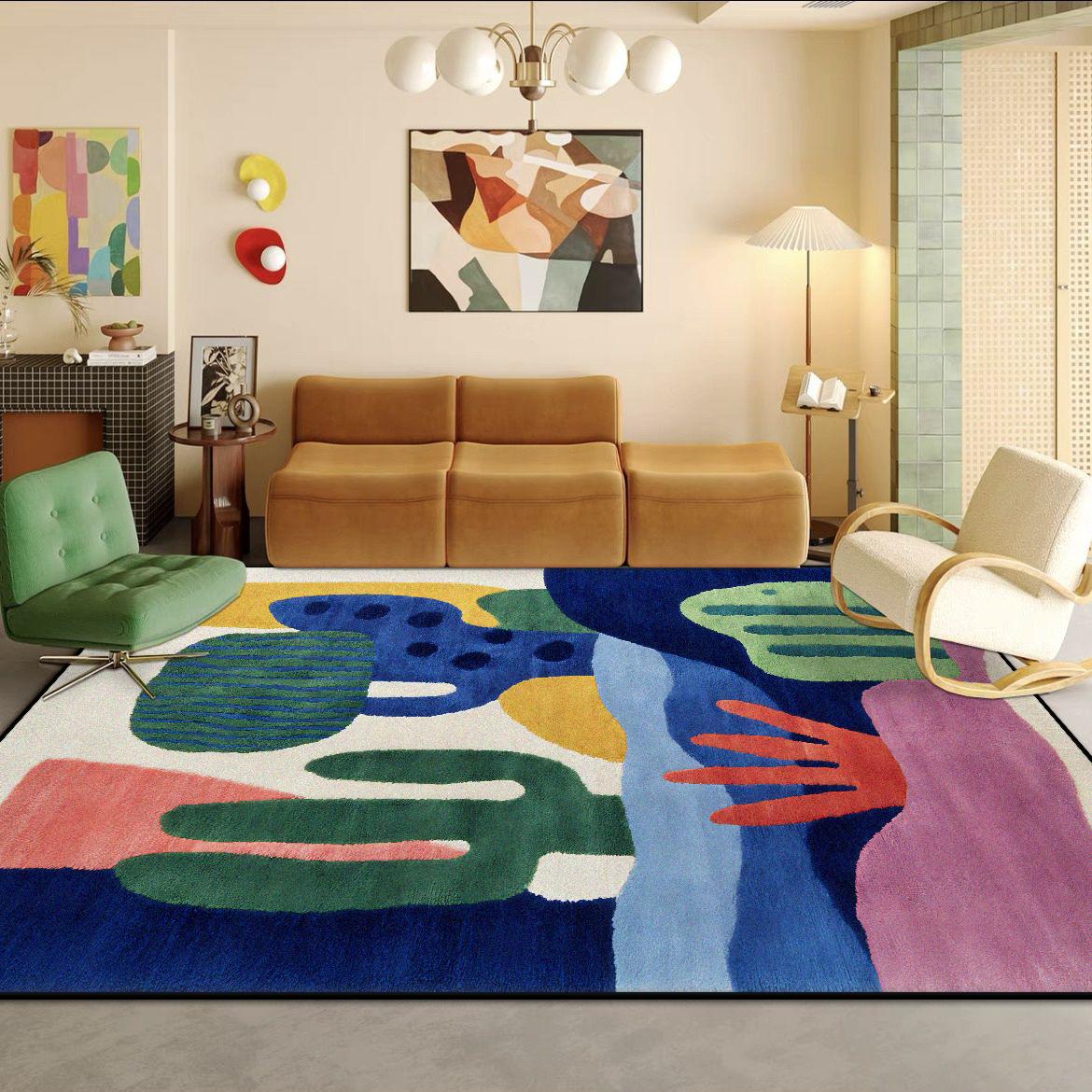 

Современный декоративный ковер в абстрактном стиле для гостиной, большого размера, мягкий, художественный, для украшения спальни, ковер, легкая чистка, коврик под диван, для журнального столика 1.9x2.9ft(60x90cm)