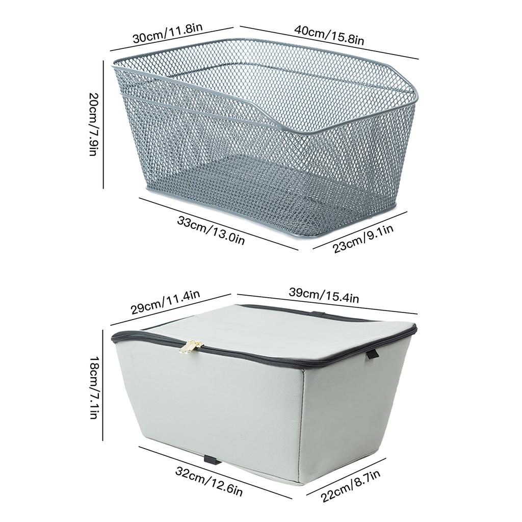 Rear Bike Basket Large Capacity Metal Wire Bicycle Basket Waterproof Rainproof Cover Bag