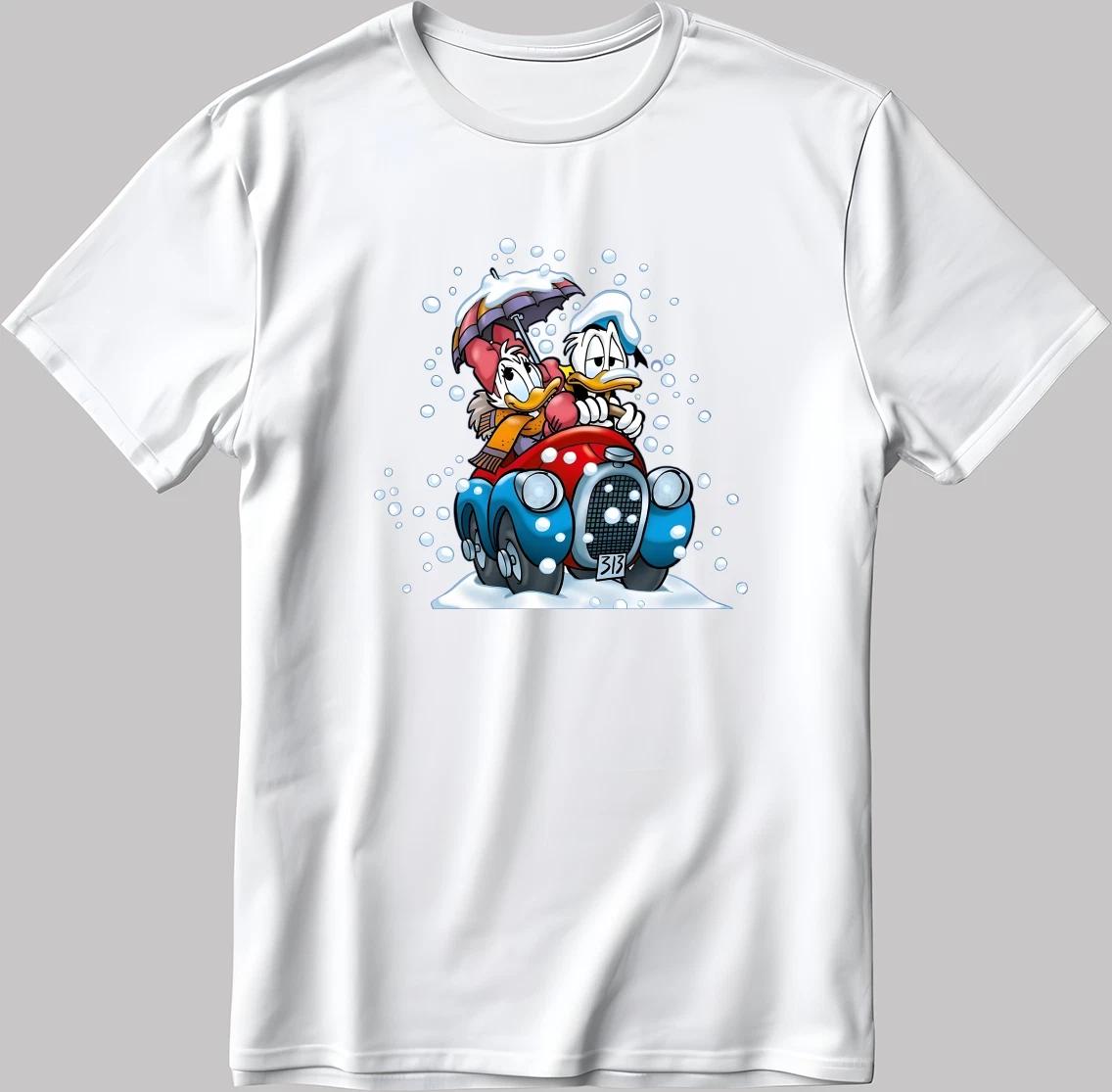 Donald And Daisy Duck Short Sleeve White-Black Men s / Women s T Shirt N191 M