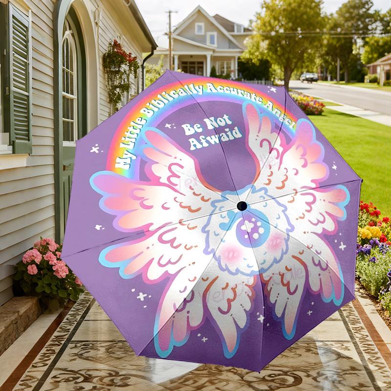 Rainbow Wings Umbrella - Automatic Opening/Closing, Outdoor Protection, Lightweight Travel Accessory, Durable Gift for All Seasons 003