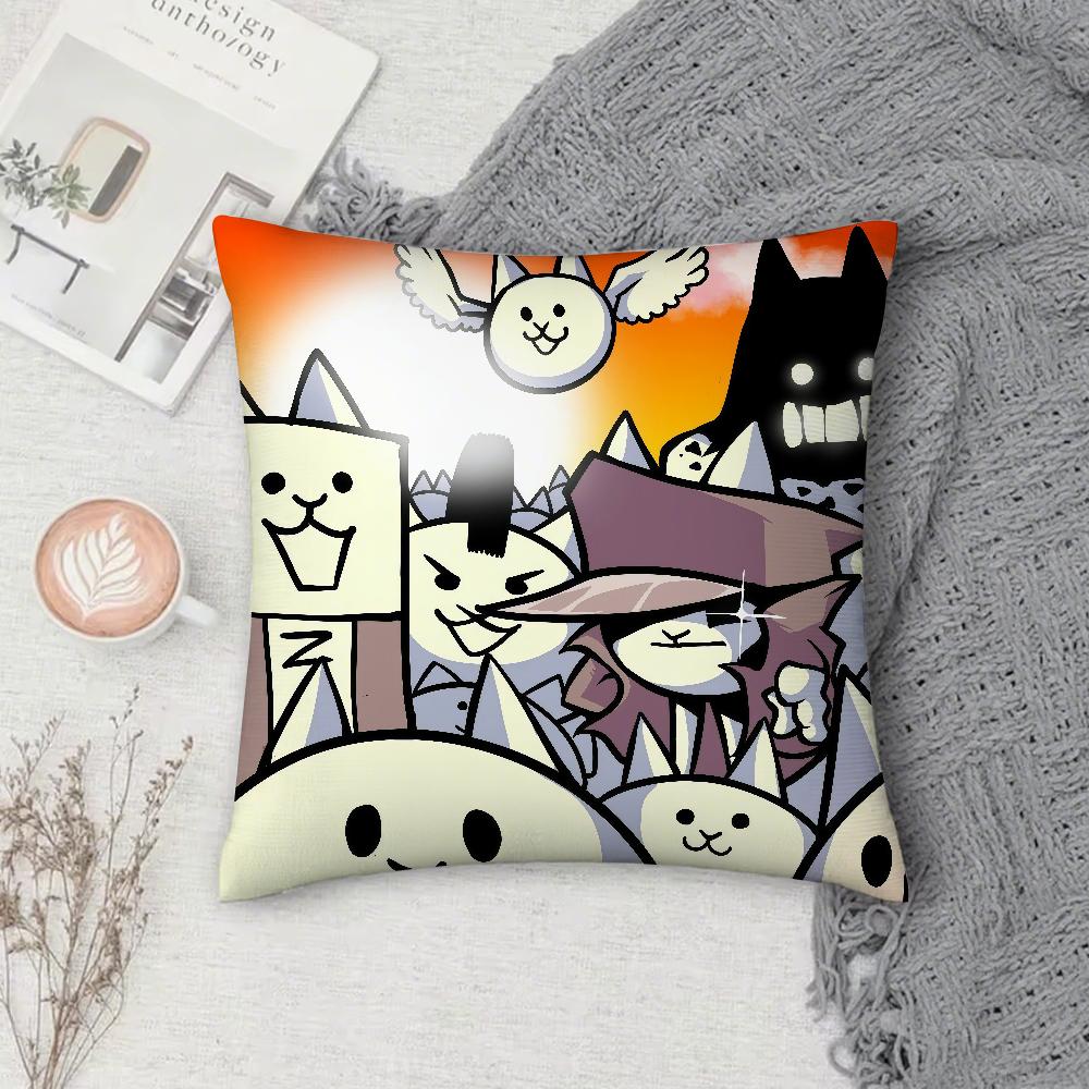 The BBattle Cats Pillow Case Square DoubleSided Printing Sofa Cushion Cover Pillowcase Bedroom Bedside