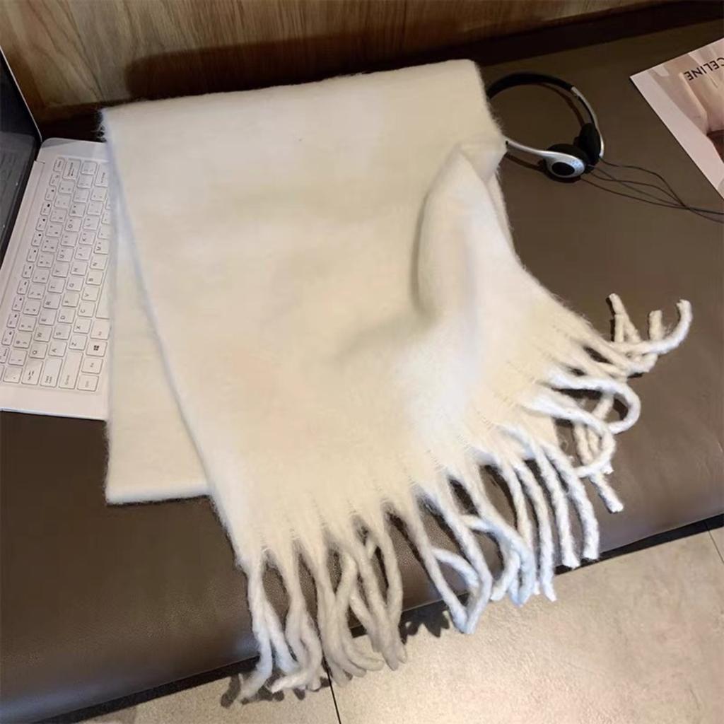 Women's Winter Plush Long Scarf with Tassel - Soft Warm Thick, Warm and Windproof Scarf, Multi Functional Scarf for Daily Outing