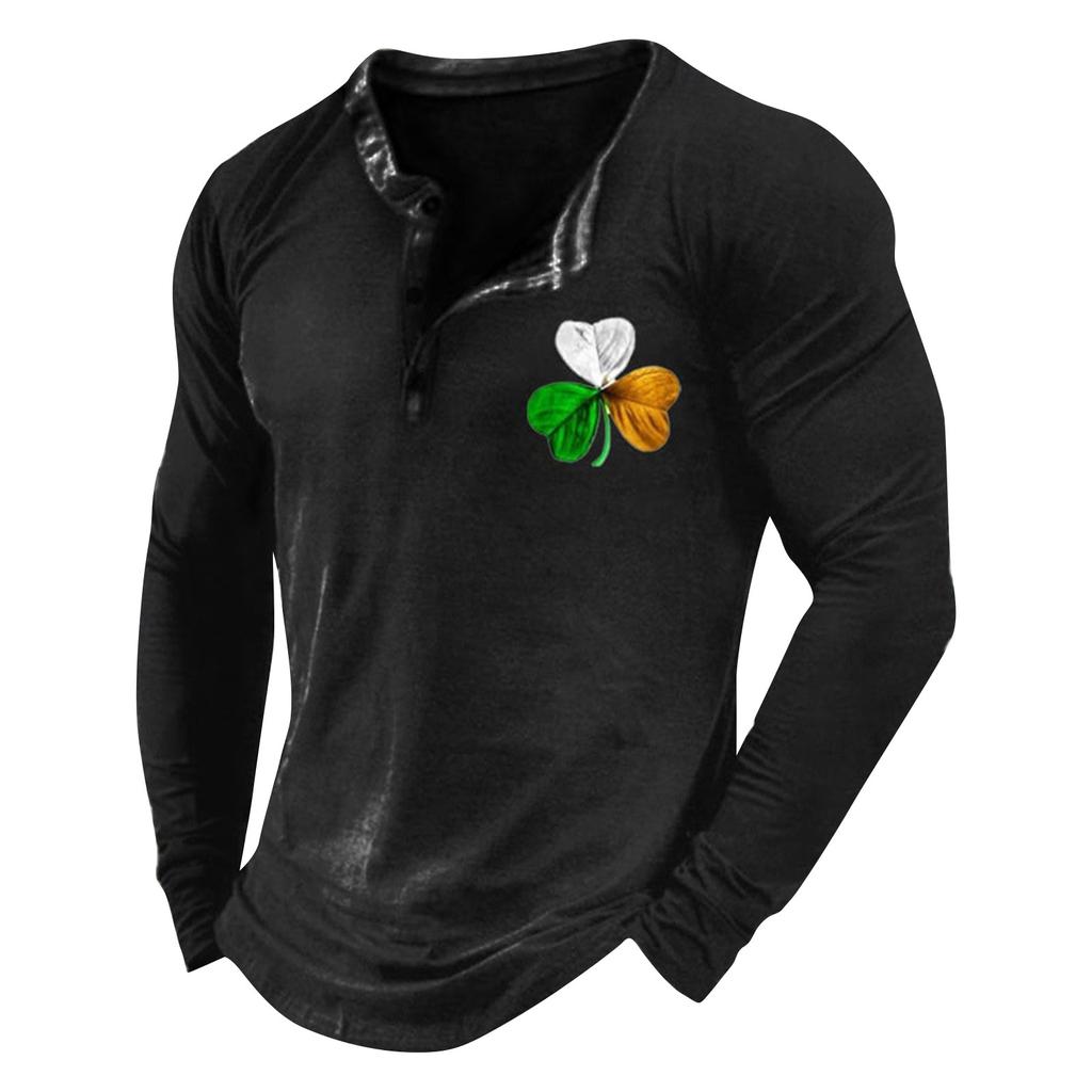 Men's Outdoor Vintage V-neck Button Long Sleeve Fashion Sports T-shirt