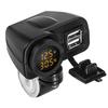 Motorcycle Motorbike Dual USB Charger LED Digital Voltage Display Thermometer