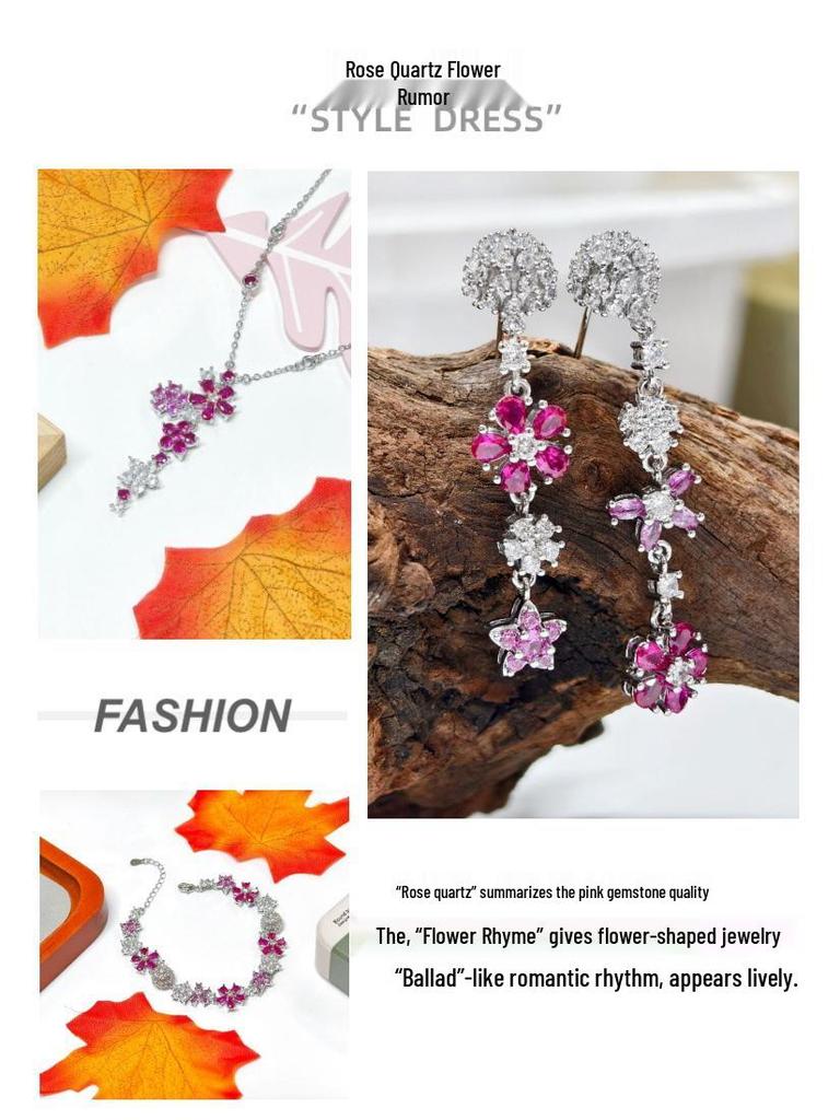 Gusien Jewelry's Midsummer Night's Dream 5-Piece Set: Necklace, Pendant, Ring, Earrings & Bracelet in Red Hot Style.